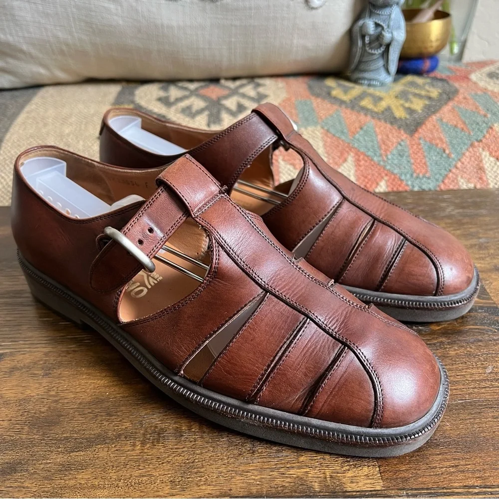 Salvatore Ferragamo | Shoes | Salvatore Ferragamo Brown Leather Fisherman  Sandals 7 2e Us8 | Poshmark